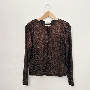 Vintage J Ribkoff Couture Metallic Cardigan Set Shell Union Made Canada ILGWU